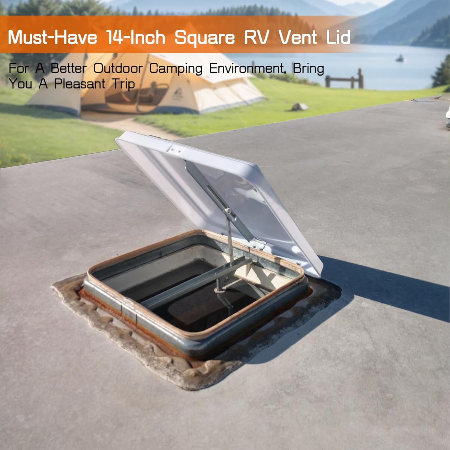 Binaxon 14" x 14" RV Trailer Campe Motorhome RV Roof Vent Cover -Vent Lid White 1-Pack