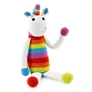 Pebble Handmade Unicorn Rainbow Striped Rattle Crochet Fair Trade Pretend Imaginative Play Rainbow Machine Washable