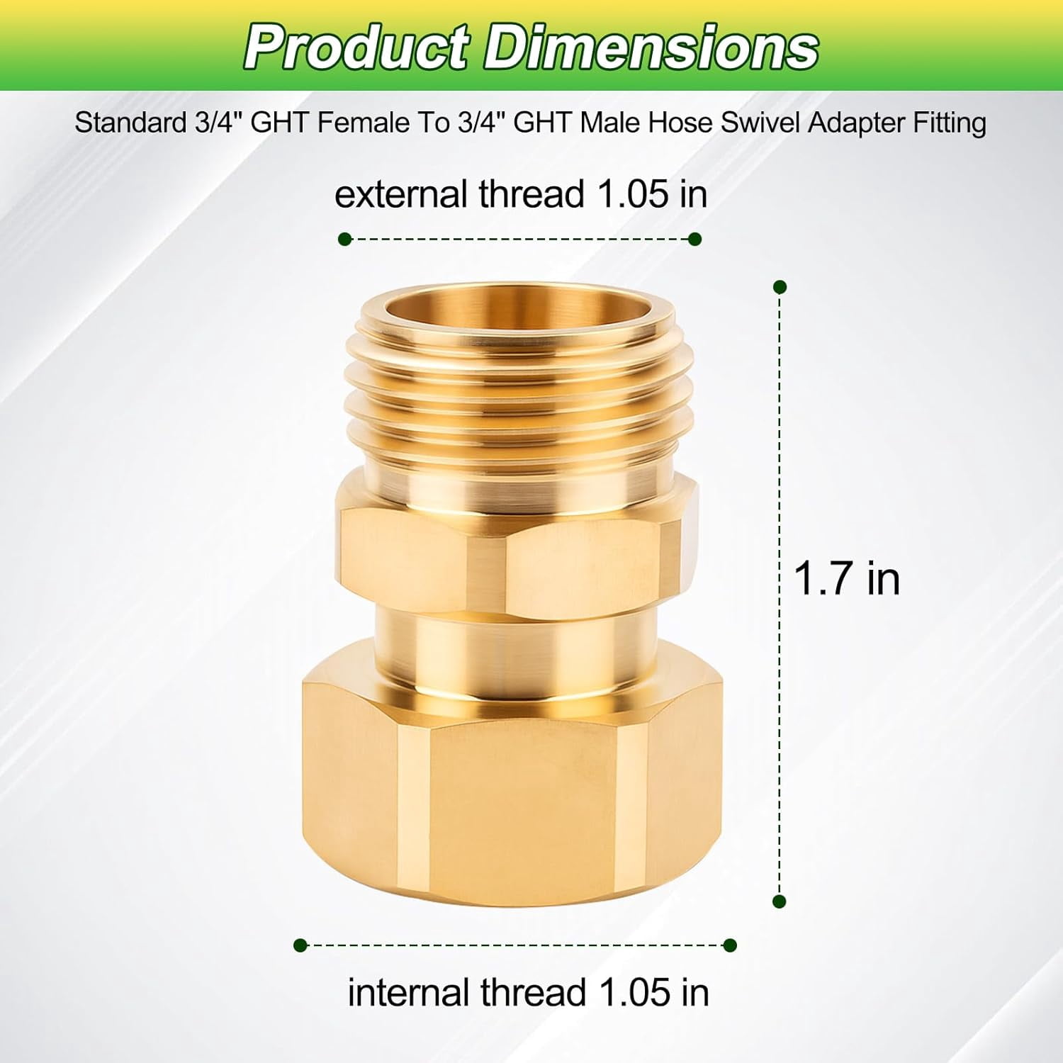 HRTGFD-Garden Hose Swivel Connector 3/4 GHT Female to Male Hose Adapter 360 Degree Water Hose Swivel Fitting For Pressure Water Hose Quick Connect Fittings 2 Pack with PTFE Leak Proof Tape and Washer