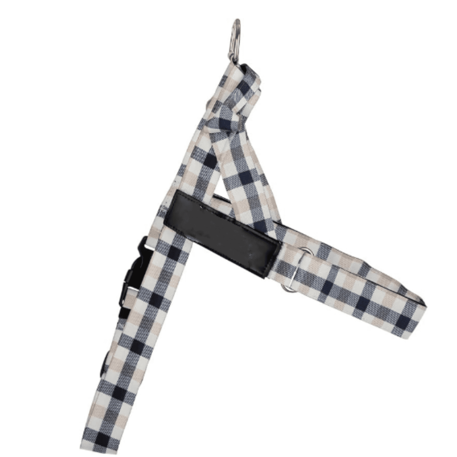 Adjustable Dog Harness– No Pull, No Choke – for English Bulldogs, French Bulldogs, Pugs & Broad-Chested Breeds – Easy,  Walks (Blue TAN Plaid, Medium)