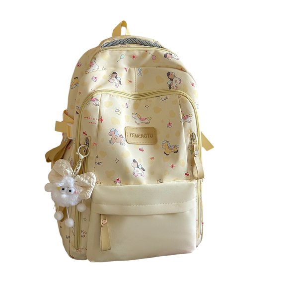 SGMVNU Student Backpack for Junior High School, Large Capacity Reinforced Shoulder Straps Bookbag Fashion Daypack, Yellow2