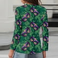 thumbnail image 4 of Lumtrix Mardi Gras Long Sleeve Shirt For Women Mask Graphic Pullover Tops Crew Neck Casual Holiday Tops Green M, 4 of 6