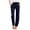 Dark Blue, variant on Lenpel Women's Cotton Linen Pants Elastic High Waisted Drawstring Straight Leg Trousers Business Casual Work Pants with Pockets
