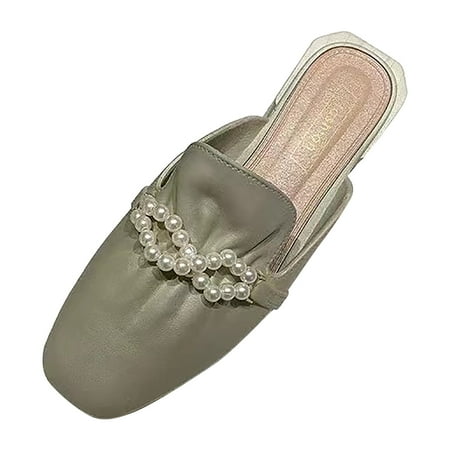 

zttd women s spring and summer bow tie square heel low heel slippers women s slipper a