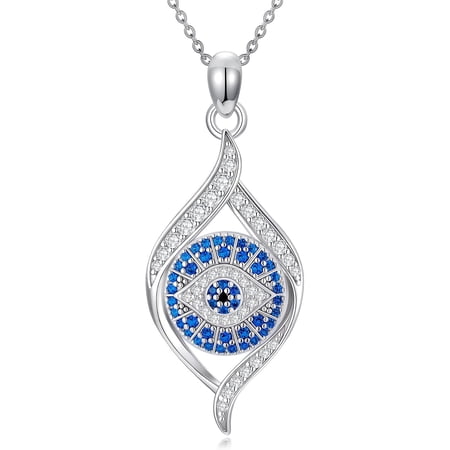 DVEATR Evil Eyes Necklace for Women 925 Sterling Silver Turkish Protection Third Evil Eyes Pendant Necklace