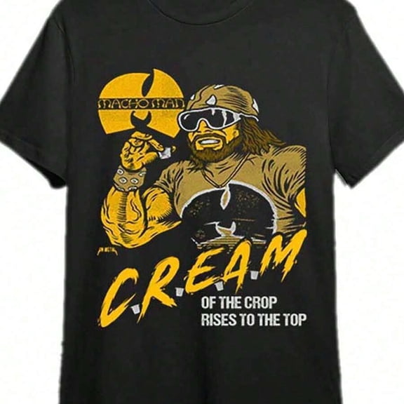 【New Arrival】Vintage Retro Tough Guy Graffiti Text Graphic T-Shirt, Unisex Cotton Crew Neck Old School Street Casual Tee, Hype Urban Novelty Gift