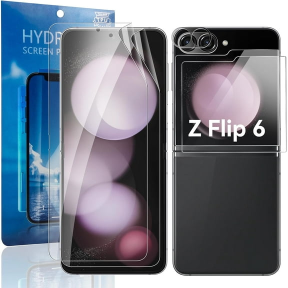 Qoosea 2 2 2 Pack for Samsung Galaxy Z Flip 6 Screen Protector, 2 Pack Inner Screen Flexible Film   2 Pack Back Screen Protector Tempered Glass   2 Pack Camera Lens Protector Accessories