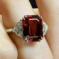 Garnet ring, cushion cut engagement ring, sterling silver, January birthstone, natural garnet