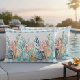 thumbnail image 2 of Summer Beach Outdoor Pillow Covers Pack of 2 Ocean Colorful Coral Shell Starfish Seaweed Blue Plaid Waterproof Throw Pillow Covers Decorative Cushion Cases for Patio Garden Tent Balcony 20x12 inch, 2 of 9