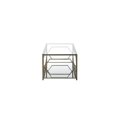 thumbnail image 3 of Pangea Home Edward Metal Rectangle Coffee Table with Glass in Brushed Brass, 3 of 4