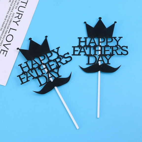FRCOLOR 10pcs HAPPY FATHER'S DAY Cake Toppers Paper Cake Picks Cupcake Decor Party Supplies for Father's Day Birthday Festival (Crown)