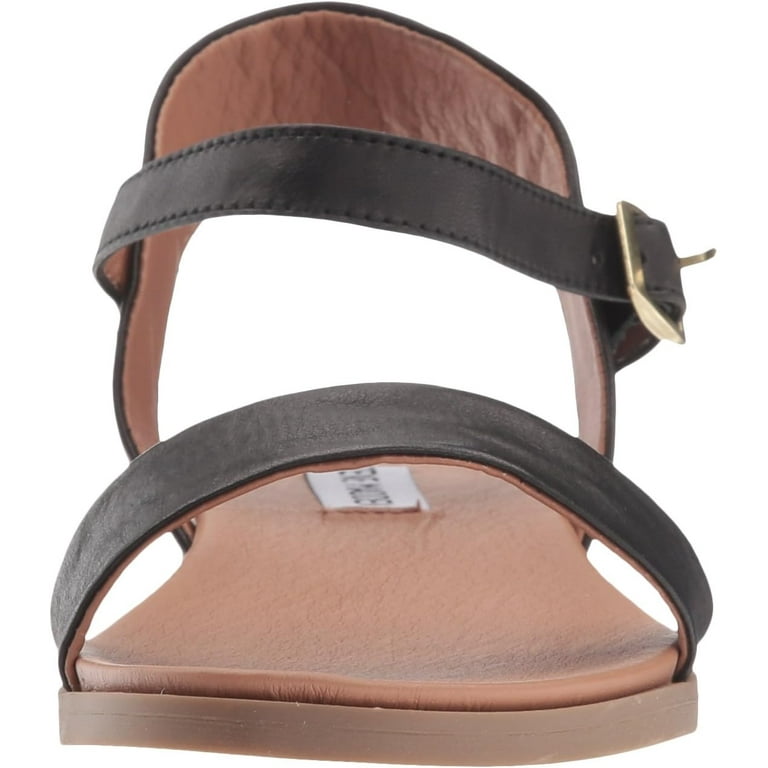 Steve Madden Women s Dina Flat Sandal 7.5 Black Leather Walmart