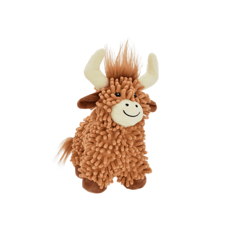 Multipet Plush Floppy Highland Cow Dog Toy, 10"