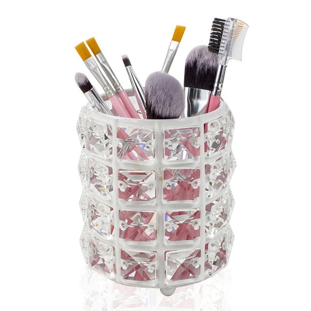 Organizador acrílico para brochas de maquillaje, portalápices transparente, solución de almacenamiento de vasos para brochas de cosméticos, redondo