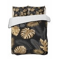 thumbnail image 2 of Black Golden Palm Leaf King Size Down Alternative Comforter, Lightweight Comforter Quilt Bedding Set with Pillow Shams Tropical Plant Modern Luxury All Seasons Bed Comforter Duvet Insert 96"x106", 2 of 7