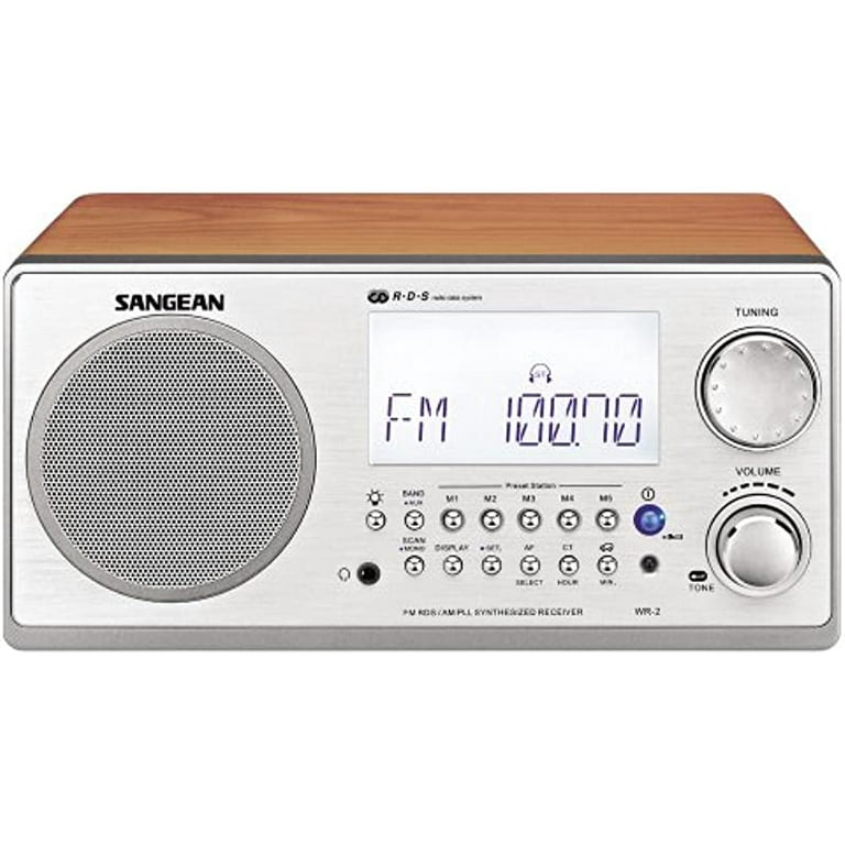 Sangean WR-2 AM / FM-RBDS Wooden Cabinet Digital Tuning Radio (Black) 