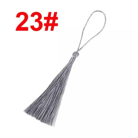 U8MO 100pcs Silky Tassels Trims 8 5cm For Bookmarks Sewing Costume Jewelry Decoration-23# Grey