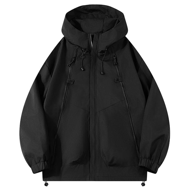 Puntoco Gabardina Unisex De Manga Larga Con Capucha Y Cremallera De Retazos Para Trabajo Al Aire Libre