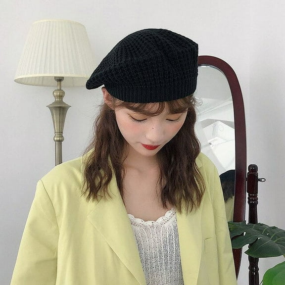 CoCopeanut Topi Baret Wanita Musim Semi Musim Gugur Bahasa Perancis Topi Perempuan Warna Solid Fashion Musim Gugur Musim Dingin Topi Baret untuk Wanita Topi Datar Topi merasa Baret