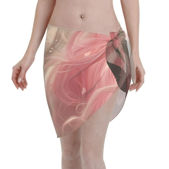 KLL Haired White Horse Print Women's Sarong Coverups Short Bathing Suit Wrap Skirt Beach Wrap Swimsuit Cover Ups