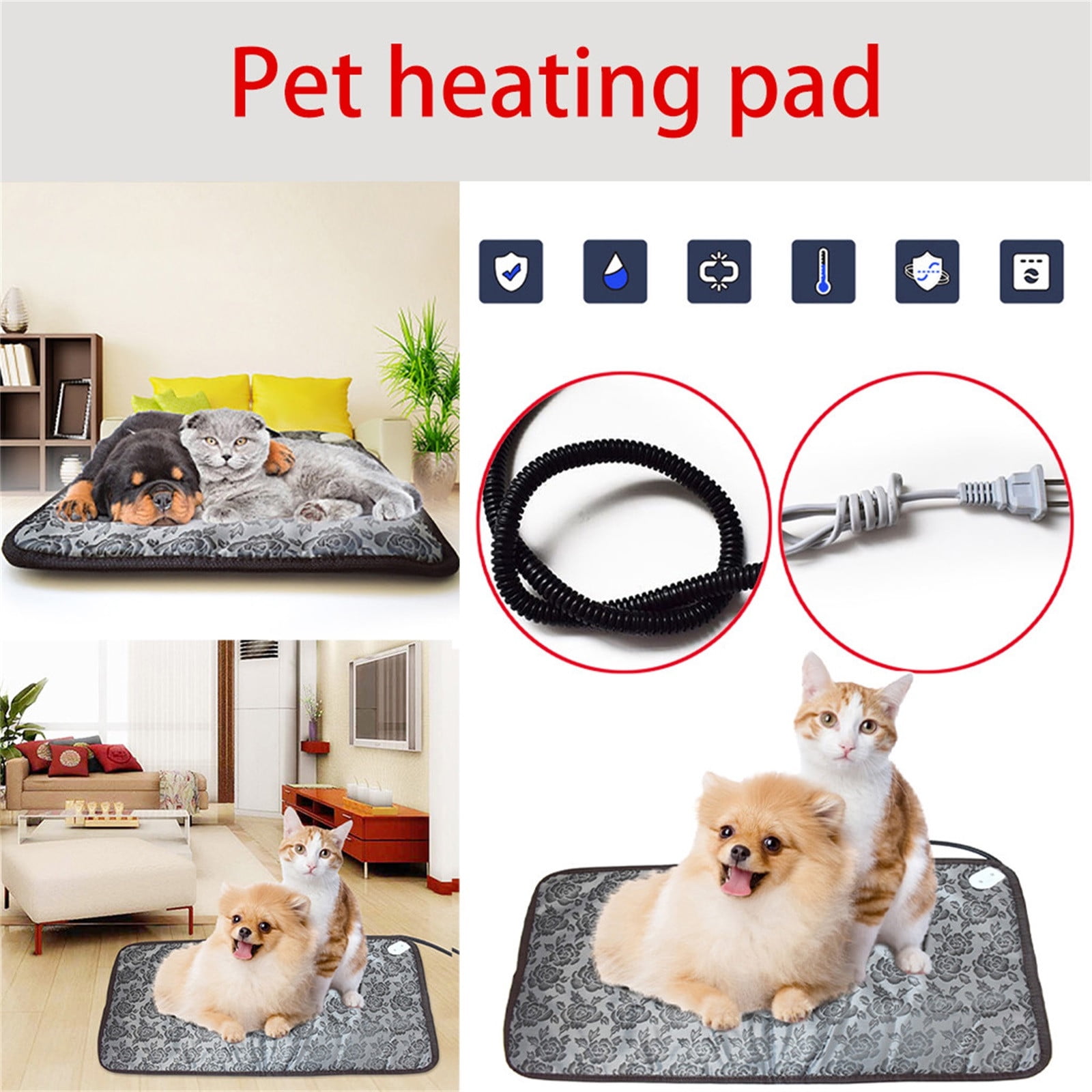 Shldybc New Water Proof Pet Heated Pad Bed Cats Dog Warmer Electric Heating Mat Cushion, Pet Products on Clearance