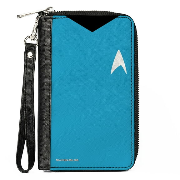 Paramount Network Wallet, Zip Around, Classic Star Trek Spock Character Body Close Up Blue, Vegan Leather