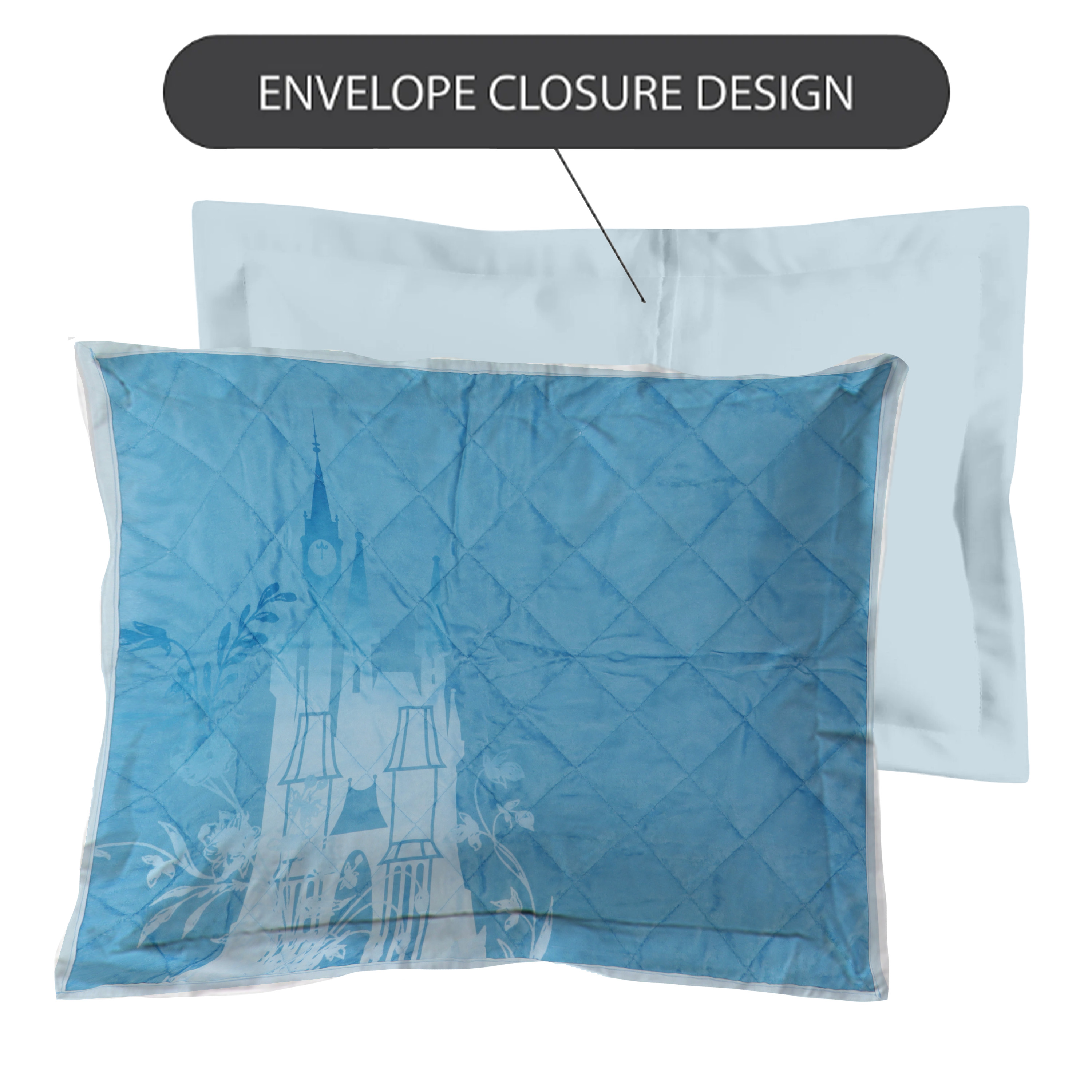 Princess Cinderella's Castle, Blue, 2 Piece Quilt and Sham Bedding Set, Twin/Full, Disney