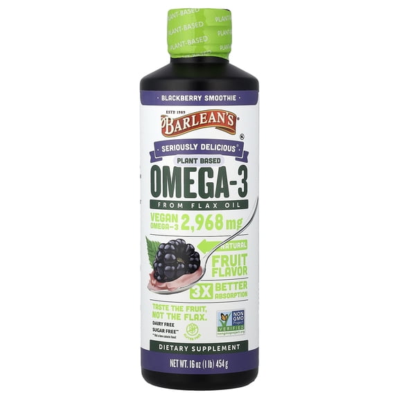 Barlean's Seriously Delicious Omega-3 Flax Oil Blackberry Smoothie 16 oz Liquid