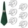 thumbnail image 1 of Limei Silver Maple Leaf Napkin Rings Set of 6, Vintage Leaf Napkin Ring Holders Halloween Napkin Rings for Fall, Easter, Thanksgiving, 1 of 7