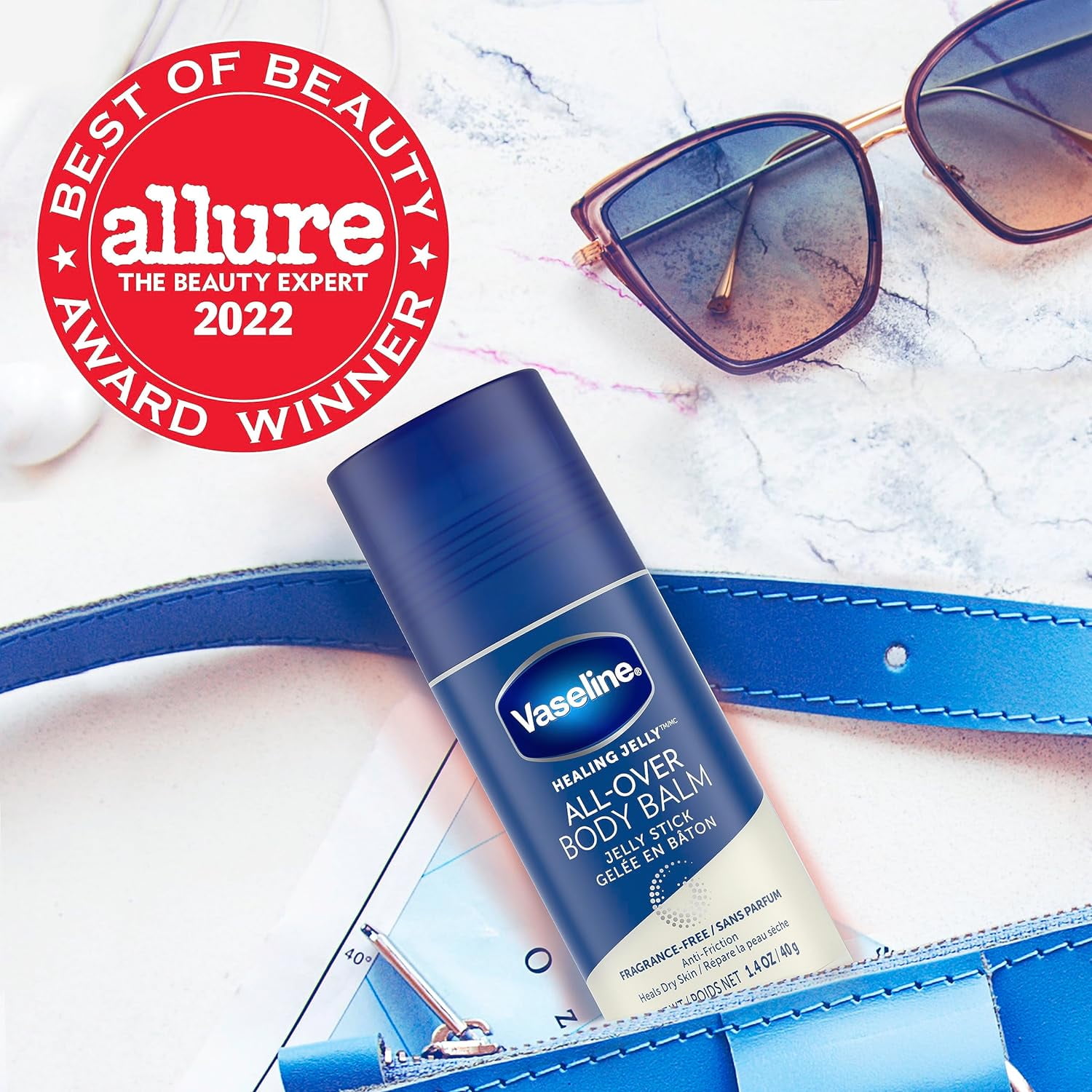 Vaseline All-Over Body Balm Stick 3-Pack – Non-Greasy Fragrance-Free Moisturizer, Travel-Size Lotion, Premium Packaging, 1.4 Oz Ea