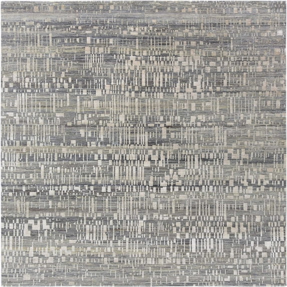 Ahgly Company Indoor Square Mid-Century Modern Silver Pink Oriental Area Rugs, 7' Square