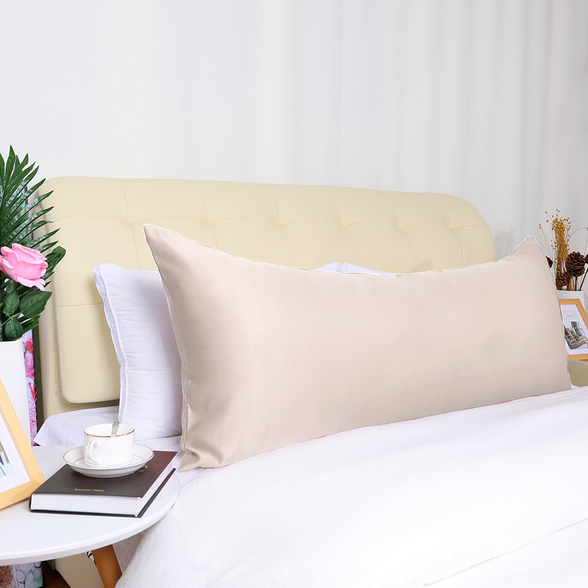 Satin Body Pillowcases with Zipper Long Pillow Case Sateen Pillow