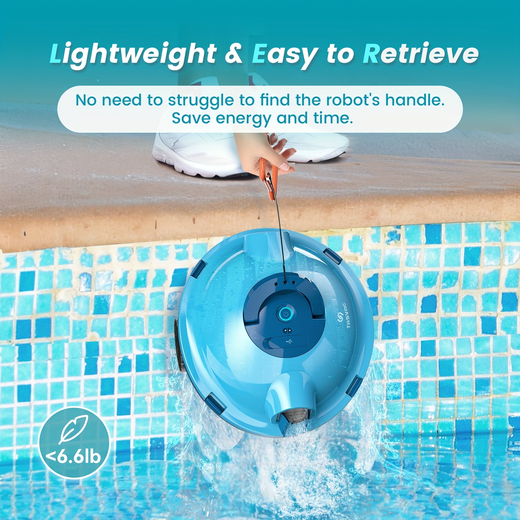 General 2025 Cordless Robotic Pool Cleaner - 90-Min Runtime, Auto Vacuum, Self-Parking, Lightweight for In/Above Ground Pools up to 65ft