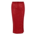 thumbnail image 2 of VUPSGEZ Women's Solid Color Sequins Fashion High Waist Slim Hip Casual Half Body Skirt (Red1,S), 2 of 5