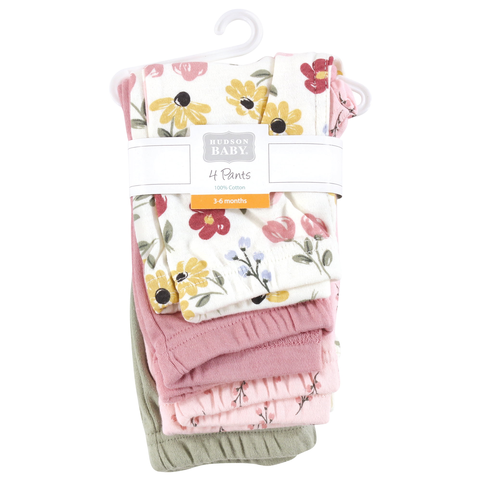 Hudson Baby Girls Cotton Pants and Leggings, Soft Painted Floral, 5T
