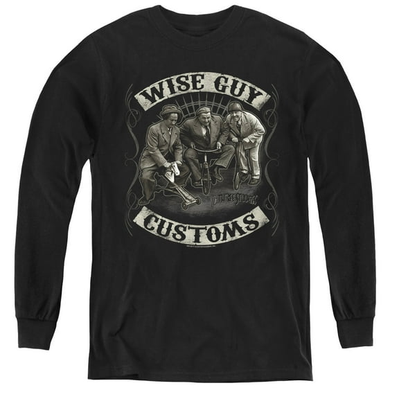Three Stooges Wise Guy Customs Youth Long Sleeve Tee Black
