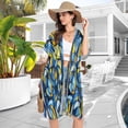 thumbnail image 5 of Abstract Blue and Yellow Women's Swimwear Cover Up Summer Cardigan Beach Pool Cover Up Loose for Swimsuits Casual Wear, 5 of 7