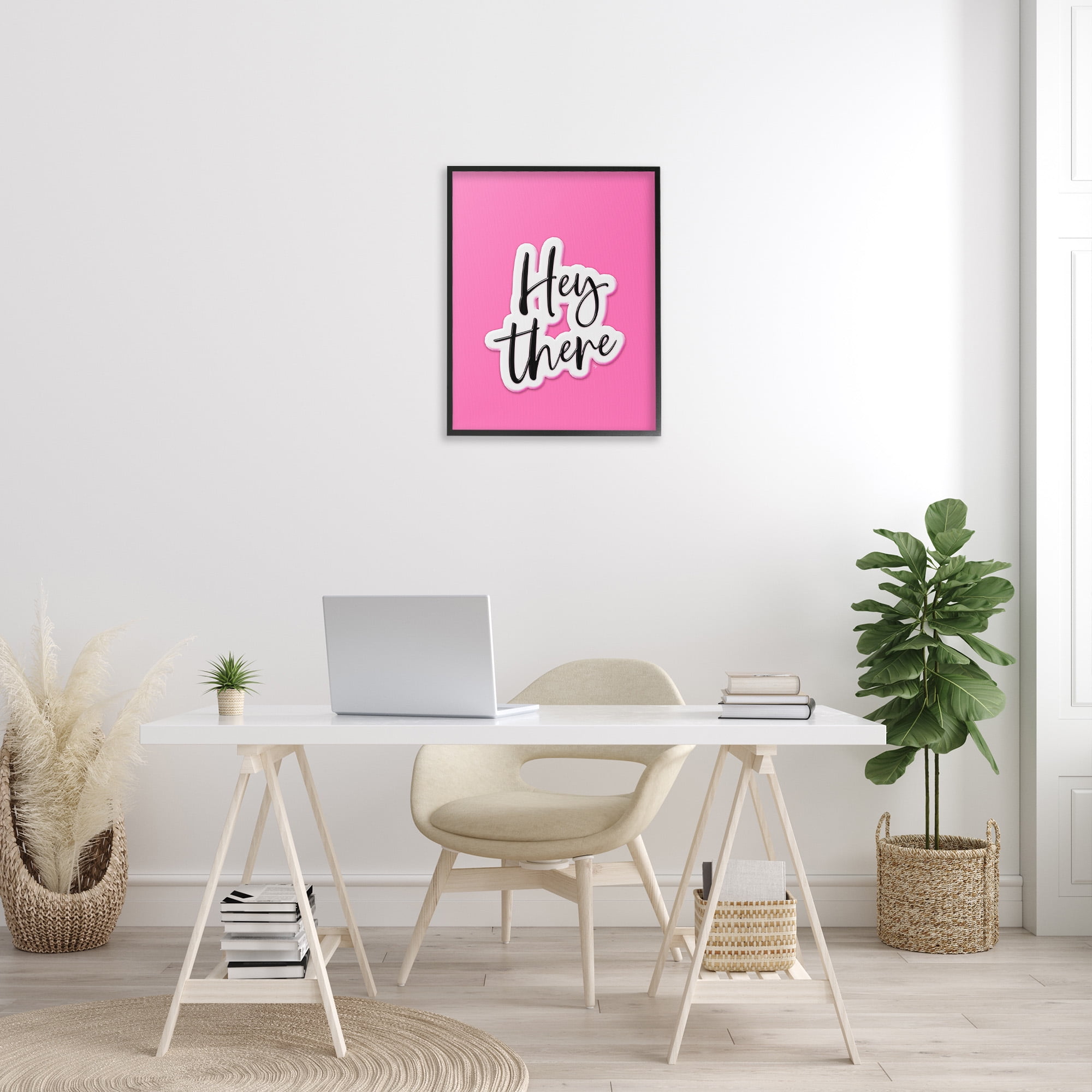 Stupell Industries Bold Hey There Beauty & Fashion Painting Black Framed Art Print Wall Art, 24 x 30
