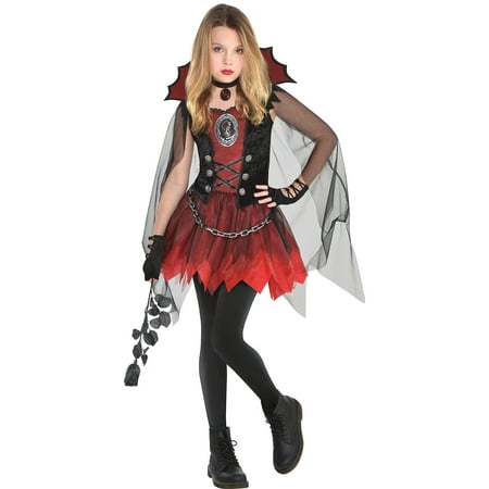 Suit Yourself Dark Vampire Costume for Girls, Includes a Mini Dress, a Sheer Cape, and a Choker Necklace