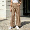 thumbnail image 5 of BRELIL Women's High Waisted Wide Leg Trousers with Pockets Casual Streetwear Long Pants Baggy Loose Fashion Outfits Solid Workout Palazzo, Khaki S, 5 of 6
