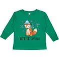 thumbnail image 3 of Inktastic Let It Snow Cute Orange Fox in Hat and Scarf Boys or Girls Long Sleeve Toddler T-Shirt, 3 of 5