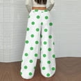 thumbnail image 5 of Fleece Pajama Pants Women Baggy Wide Leg Fleece Lounge Pants Loose Fit Polka Dot Pants 2025 Fashion Holiday Party Elastic Waist Sweatpants Fluorescent Green L, 5 of 5