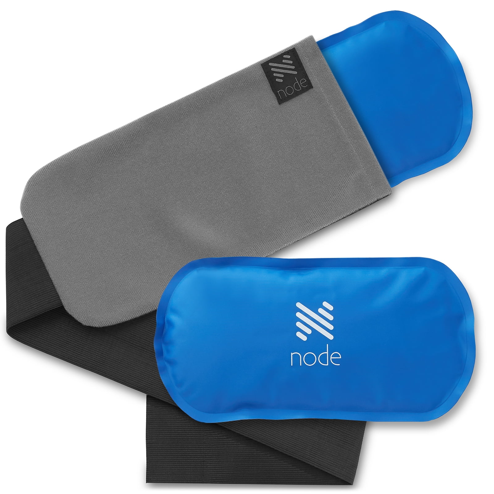 Hot and Cold Therapy Gel Pack / Heat Wrap for Injuries (Set of 2) by Node Fitness - 6' x 11' Reusable Ice Compress with Cover and Adjustable Strap