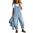 thumbnail image 5 of Taqqpue Womens Casual Denim Overalls Wide Leg Sleeveless Loose Jean Pants Jumpsuits Oversize Jeans Pants with Pockets for Women, 5 of 10