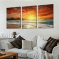 thumbnail image 2 of ONETECH S0162 Canvas Prints Wall Art Sunset Ocean Beach Pictures Photo Paintings for Living Room Bedroom Home Decorations Stretched and Framed Seascape Waves Landscape  12''x16''X3 Panels, 2 of 4
