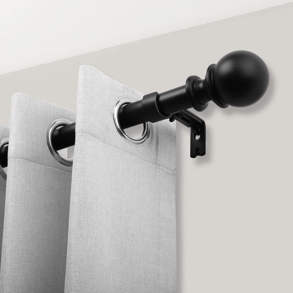 1" Adjustable Curtain Rod, 32"-120" Heavy Duty Black Curtain Rod with Classic Ball Finials,Ceiling Mounted Indoor/Outdoor Curtain Rods