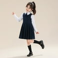 thumbnail image 2 of mgoYE Dress for Kids 10-12 Girls School Uniform Jumper Dress Solid Soft Sleeveless Crew Neck A-Line Pleated Dress(Navy,10-12 Years), 2 of 9