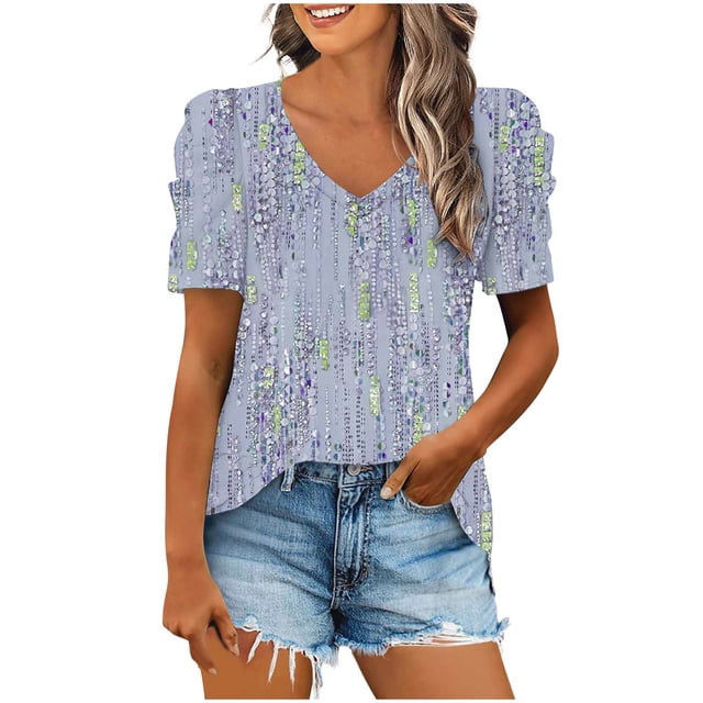 Birdeem Blouses pour Femmes Mode Décontractée Manches Courtes T-Shirt Ample Blouse Tops