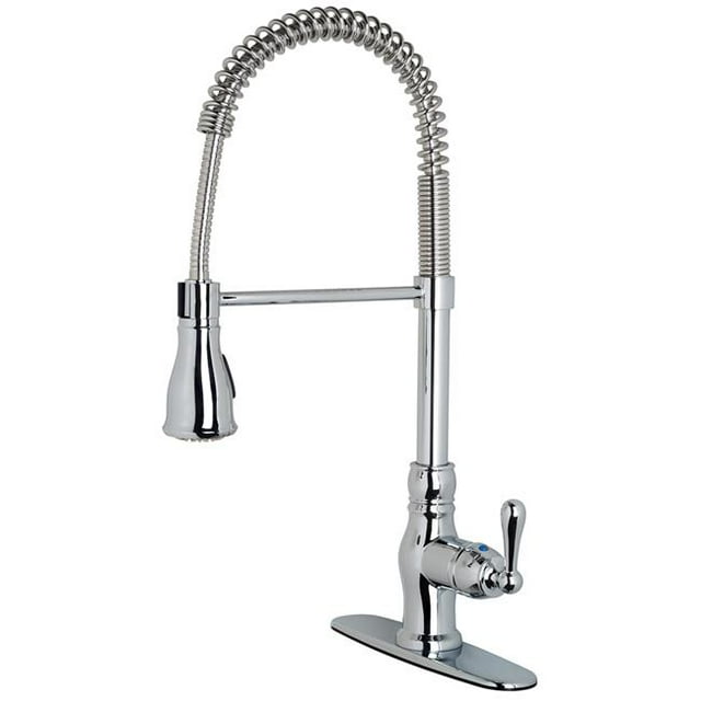 Ultra Faucets UF17100 Robinet de Cuisine à Poignée Unique Chromé 20.5 x 8.7 Po avec Pulvérisateur Rétractable