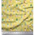 thumbnail image 1 of Soimoi Tissu Popeline Coton Jaune Feuilles de Cactus Décor Tissu Imprimé au Mètre 42 Pouces de Large, 1 of 3